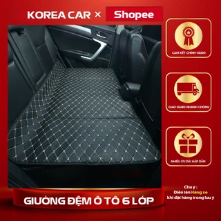 Giường đệm 6 lớp ghế sau ô tô bằng da cao cấp, Nệm ghế xe hơi bằng da gấp gon thông minh Korea K05