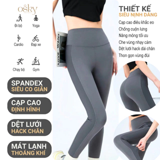 [QDV6073]Quần Legging dài gym yoga Side Line OSKY spandex lưng cao nâng mông tôn dáng vải co giãn tốt thoáng khí