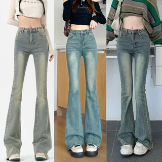 Quần Jeans Nữ Ống Loe Lưng Cao MIAA Chất Dày Dặn Co Giãn Tốt, quần bò loe nữ chất jean cạp cao nữ