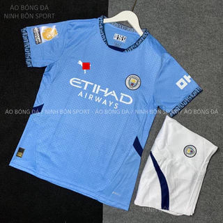 Bộ Quần Áo Bóng Đá CLB Manchester City, Áo Đá Banh MC 2024 - Chuẩn Mẫu Thi Đấu - Vải Polyester Gai Thái