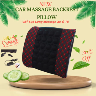 Gối tựa lưng massage trên xe ô tô,  bọc da cao cấp, Đệm massage lưng rung thư gian điện 12v