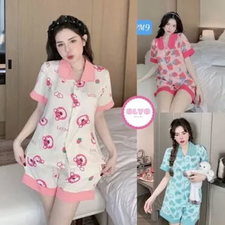 Bộ pijama CỘC ĐÙI cổ sen kate - Bộ đồ ngủ pyjama mặc nhà nhiều màu dễ thương