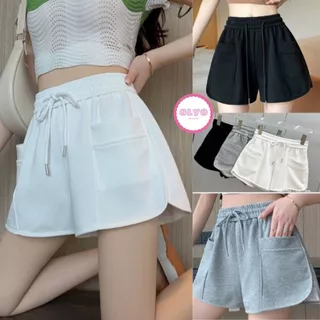 Quần short nữ, quần đùi nữ chất cotton da cá may 2 túi có dây rút kiểu dáng bo viền gấu hottren