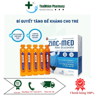 Siro dạng ống Zinc-Med  Medstand Bổ sung Kẽm, Vitamin C, Lysine, Tăng Sức Đề Kháng, Giúp ăn ngon (Hộp 20 Ống)