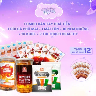 [TẶNG 12 ĐÙI BÒ QUAY] Combo Bàn tay hoả tiễn: 1 đùi gà phô mai +1 mái tôn+10 nem+10 kobe+2 túi thạch healthy bà Tuyết