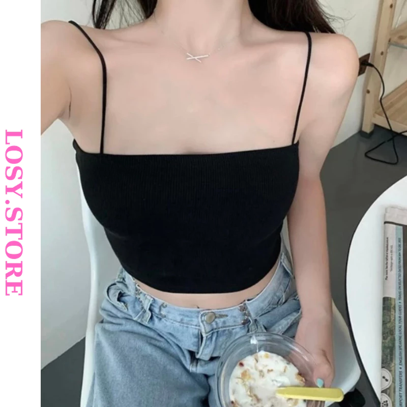 Áo Hai Dây Sợi Bún Cropyop Ôm Body Chất Thun Lạnh Siêu Xinh LOSY.STORE