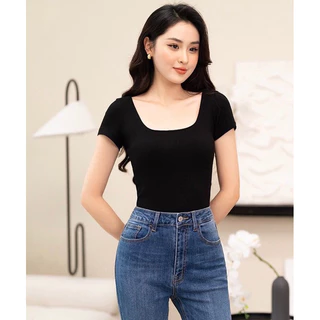 Áo thun nữ cổ vuông chất cotton mềm, mát, mịn co giãn 4 chiều đủ size 45-65kg