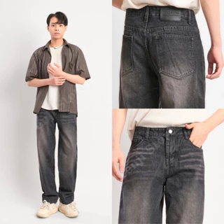 Quần jean nam Baggy ống Suông Xám Trơn QJ01 Tenji Trẻ Trung Cá tính (45-85kg)