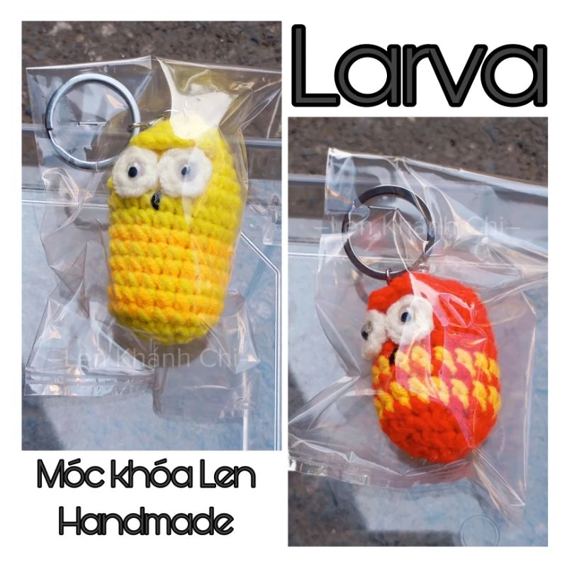 Móc khóa Sâu Larva Len Handmade–Len Khánh Chi