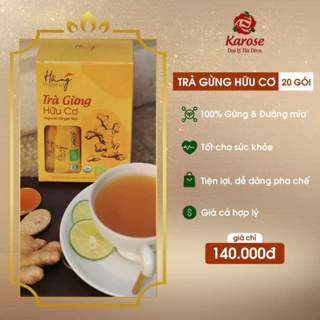 Trà gừng hữu cơ Hằng Organic 20gói x5gr cốt gừng nguyên chất cay thơm và đường mía hữu cơ ngọt nhẹ