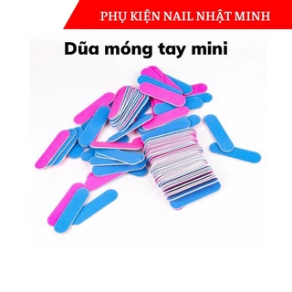 Lốc 100 dũa móng tay mini 2 mặt màu pastel hồng xanh làm nailbox