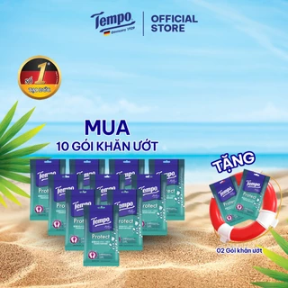 [MUA 10 GÓI TẶNG 2 GÓI] Khăn ướt cao cấp Tempo Wet Wipes - Diệt khuẩn 99% - Thương hiệu Đức