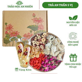 Trà an thần ngủ ngon 5 vị thảo mộc (Hộp 30 +Chai HOẶC Túi Lọc) an thần ngủ ngon, thanh lọc cơ thể