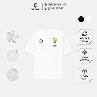 Áo thun logo thêu flag Pháp Euro 2024 100% cotton [ẢNH THẬT]