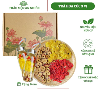 Trà hoa cúc táo đỏ kỉ tử (Hộp 30 Kèm Chai HOẶC Túi Lọc) Dễ ngủ, đẹp da, tốt cho tiêu hóa, tim mạch