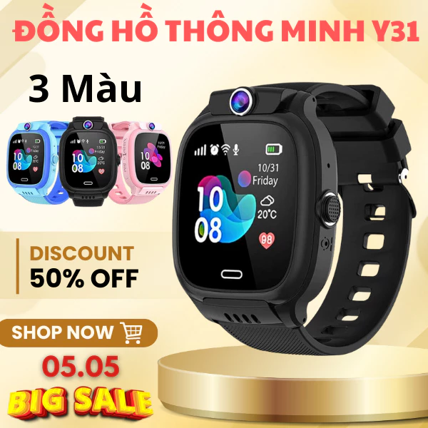 Đồng Hồ Thông Minh Trẻ Em Y31 Bản 2023 Hỗ Trợ Kháng Nước, Nghe Gọi, Định Vị. Lắp Sim Nghe Gọi, Chụp Ảnh, Độ Bền Cao