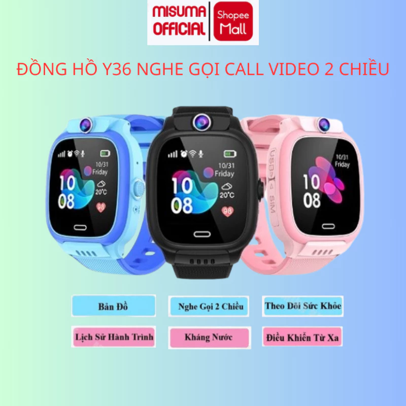 Đồng Hồ Thông Minh Trẻ Em Y36, Lắp Sim Nghe Gọi - Định Vị - Video Call Cảnh Báo Nguy Hiểm, Chống Nước