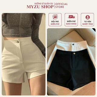 Quần Đùi Nữ Bó Sát Cạp Cao Chất Vải Umi Hàn Co Dãn 4 Chiều Quần Short Lưng Cao Gen Bụng Nâng Mông Tôn Dáng Cho Nữ MYZ11