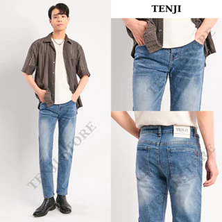 Quần jean nam TENJI QJ76 xanh chất bò họa tiết trơn dáng kinnny size (28 - 32 + 34)