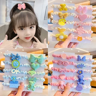 Set 5 Dây buộc tóc cho bé gái hoạt hình nhiều màu giá rẻ mẫu mới xinh yêu tone màu pastel xinh xắn D20