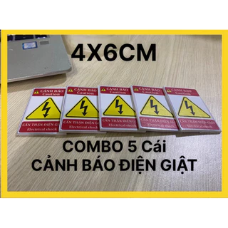 Combo 5 tem cảnh báo an toàn điện - Tặng kèm keo dán 3M Nhà sản xuất công ty biển báo huệ sơn