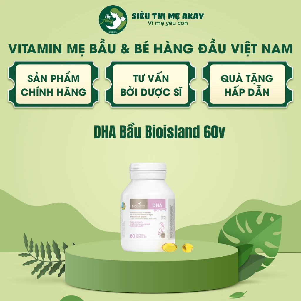 DHA Bầu Bioisland 60 viên, bổ sung DHA nhập khẩu ÚC- Mẹ Akay- DHA