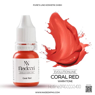 Mực phun xăm Nadeen_Coral Red(Màu đỏ san hô ).Mực chính hãng nhập khẩu 100% từ Đức