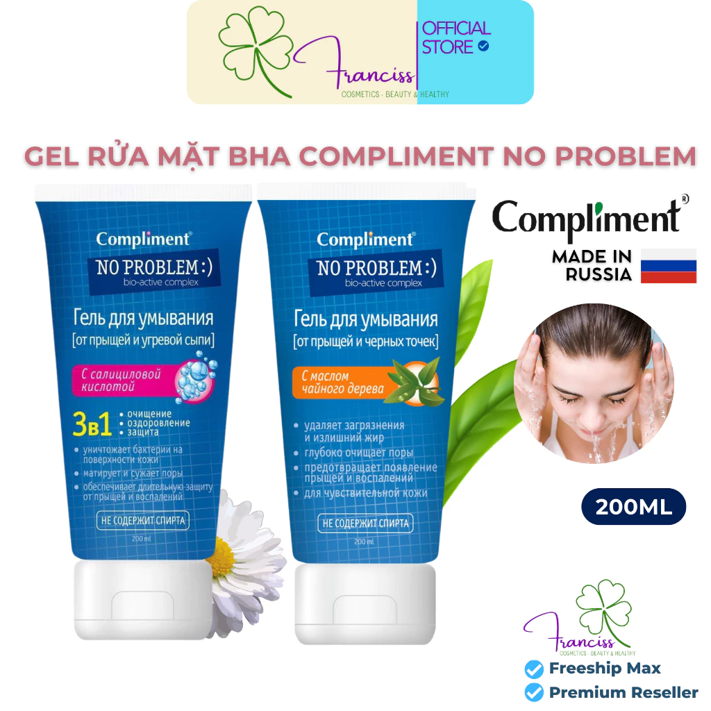 Gel Rửa Compliment No Problem Salicylic Acid 3in1 Giảm Mụn Kiềm Dầu 200mL