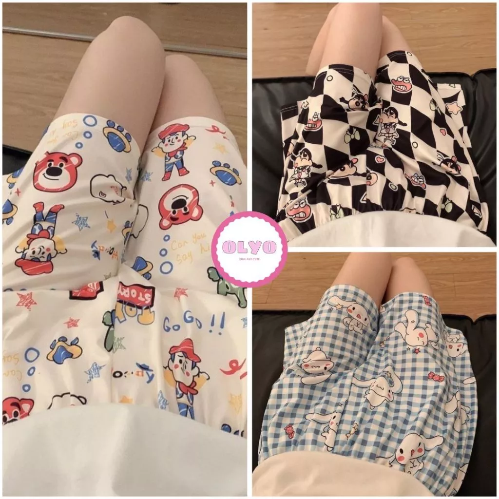 Quần short, quần đùi unisex quần đùi hoạt hình nam nữ, quần short hoạt hình nhiều họa tiết Olyo Freesize