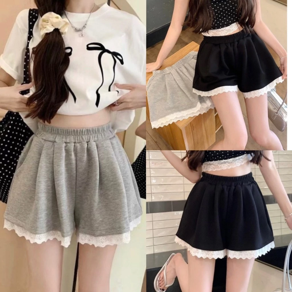 Quần Đùi Ren Phong Cách Trẻ Trung Bigsize Nữ Chất Thun Phối Ren Cao Cấp Có Túi Cá Tính 50-95kg Q508