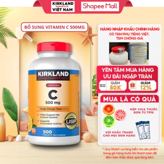 Viên nhai bổ sung vitamin C Kirkland Signature Vitamin C 500mg giúp sáng da,tăng sức đề kháng của 500 viên của Mỹ