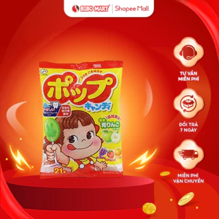 Kẹo Mút Trái Cây Pop Candy Vị Dâu Nho Cam Táo Chiết Xuất Trà Xanh An Toàn Cho Răng Gói 21 Chiếc - Bibomart