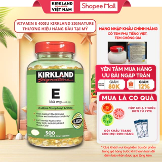 Vitamin E Kirkland Signature 400 IU của Mỹ lọ 500 viên hỗ trợ làm đẹp, dưỡng ẩm cho da