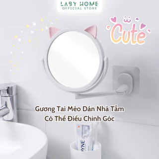 Gương Nhà Tắm Dán Tường Hình Tai Mèo Đáng Yêu, Gương Dán Tường Nhà Tắm Có Thể Điều Chỉnh Góc Chất Liệu Nhựa Cứng Cáp