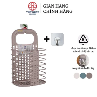 Giỏ đựng đồ gấp gọn thông minh Việt Nhật tặng móc dính trong (3379), giỏ treo tường đựng quần áo đồ dùng nhà tắm