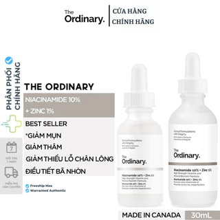 Serum The Ordinary Niacinamide 10% + Zinc 1% tinh chất dưỡng giảm mụn mờ thâm cấp ẩm phục hồi da 30ml [ CHÍNH HÃNG ]