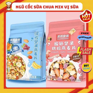 Ngũ cốc sữa chua hoa quả sấy thơm ngon gói 400gr, hạt ngũ cốc ăn sáng tiện lợi meizhoushike