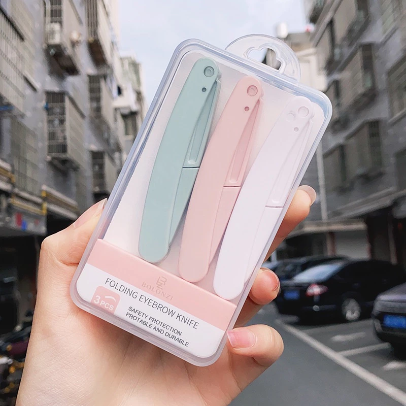 Dao Cạo Lông Mày Hộp 3 Chiếc, Dao Cạo Chân Mày Tóc Mái Dành Cho Nữ Tiện Lợi Không Gỉ Phong Cách Hàn Quốc