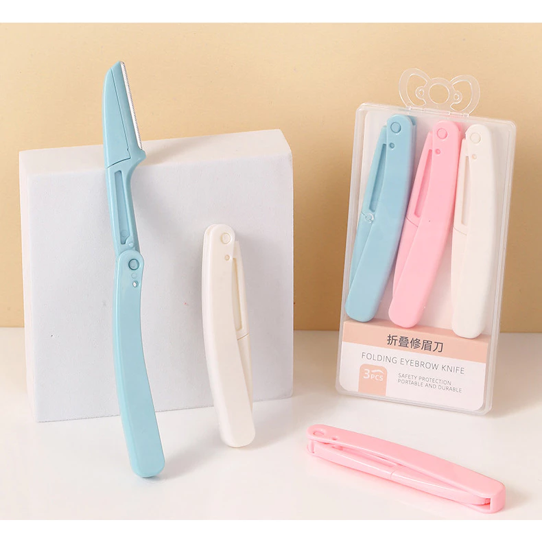 Dao Cạo Chân Mày Hàn Quốc, Set 3 Chiếc Dao Cạo Lông Mày Sắc Bén Tiện Lợi Dòng Cao Cấp 88802