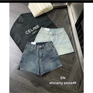 Quần Sooc Jean Cá Tính Phối Chấm Bi xẻ tà nhẹ 2 màu fom xinh- 2màu - Hàng Đẹp - MiA Jeans