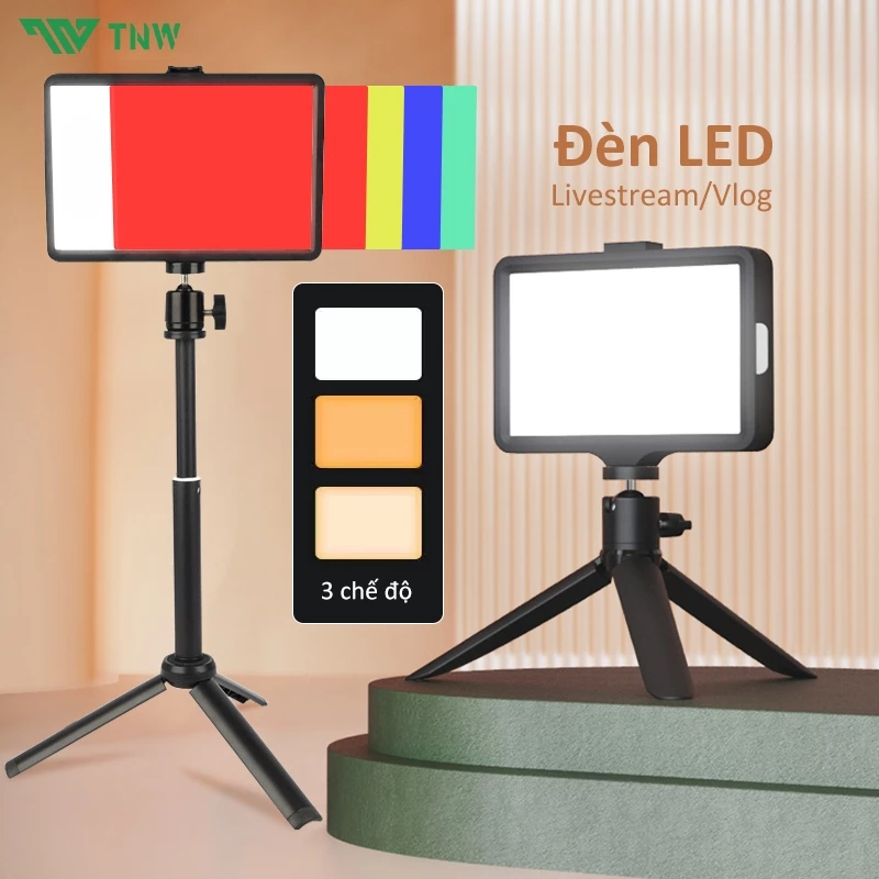 TNW 6/8 inch Đèn Livestream vuông Led  4 màu thay đổi ánh sáng kép cho chụp ảnh quay video kèm chân