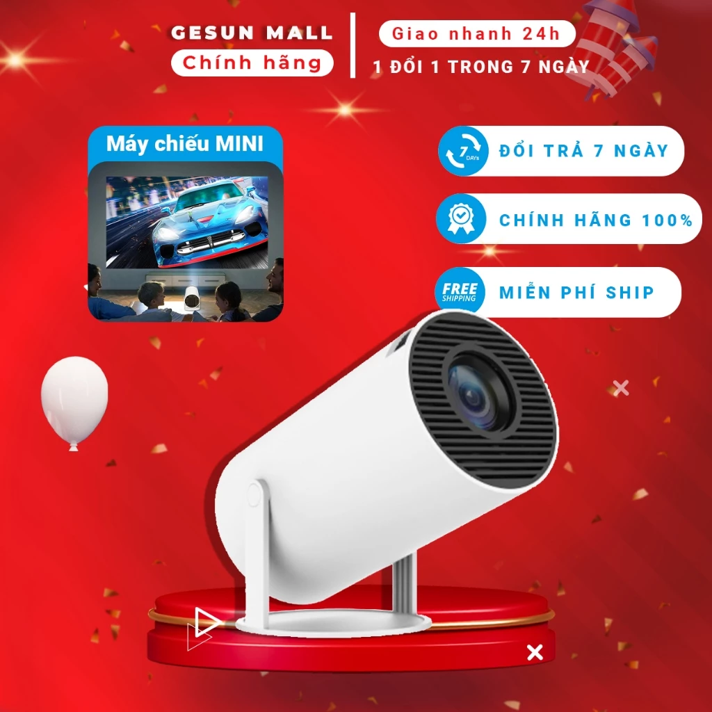 Máy chiếu mini phòng ngủ chiếu 3D bluetooth LCD HY300 Full HD android 11.0 độ sáng 8000 lumens