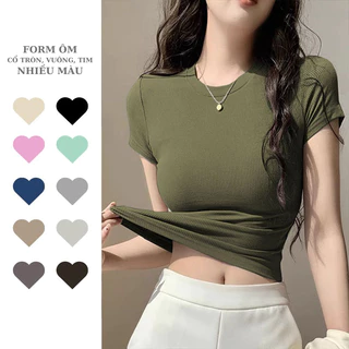 Áo Thun Nữ Babytee Basic Trơn Ôm Body Chất Tăm Cotton Nhiều Màu