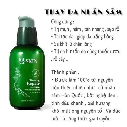 Tái tạo thay da nhân sâm 1 MQSKIN07 tái tạo da nhân sâm giúp giảm thâm nám tàn nhang và mụn (80ml)