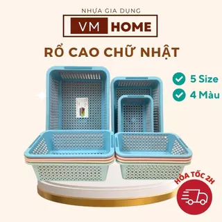 Rổ Chữ Nhật Cao, Rổ Nhựa Chữ Nhật Cao Cấp Nhựa Châu Hưng Màu Pastel Hàn Quốc – VMHOME