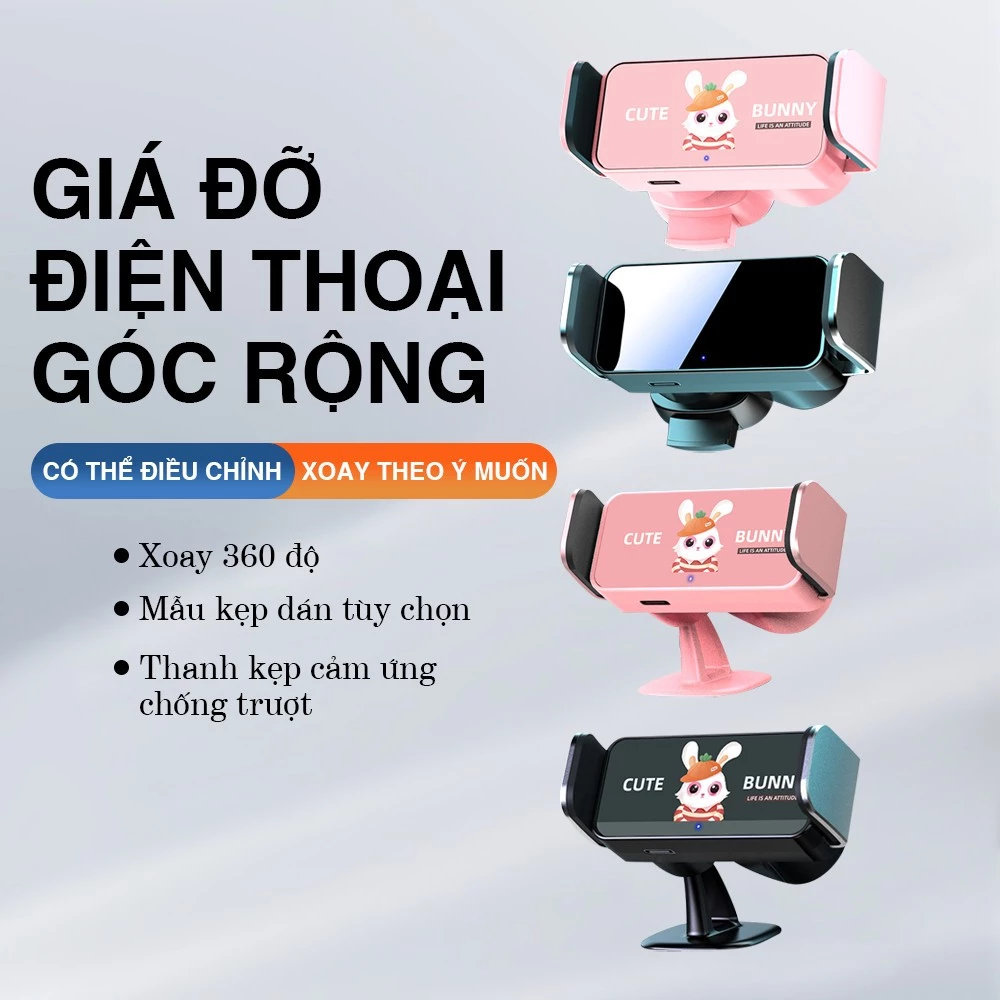 Giá đỡ điện thoại ô tô cao cấp kẹp điện thoại gắn cửa khe gió điều hòa giá đỡ gắn xoay được 360 độ dạng kẹp/dán tiện lợi