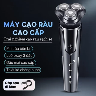 Máy cạo râu thông minh 3 lưỡi cao cấp thiết kế chống nước công nghệ IPX7 cạo râu khô ướt