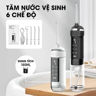 Máy tăm nước cầm tay 180ml tiện lợi vệ sinh 6 chế độ công suất mạnh bảo vệ răng miệng nhỏ gọn