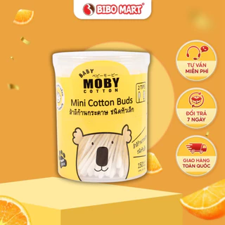 Tăm Bông Trẻ Em Moby Baby Chuyên Dùng Cho Trẻ Sơ Sinh Thân Giấy Hộp 150 Chiếc- Bibo Mart