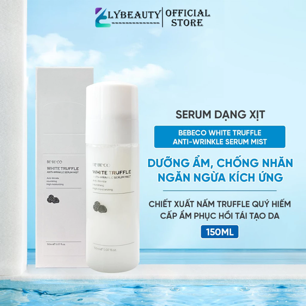 Serum dạng xịt dưỡng ẩm, chống nhăn chiết xuất nấm cục trắng Truffle – BEBECO White Truffle Anti-Wrinkle Serum Mist